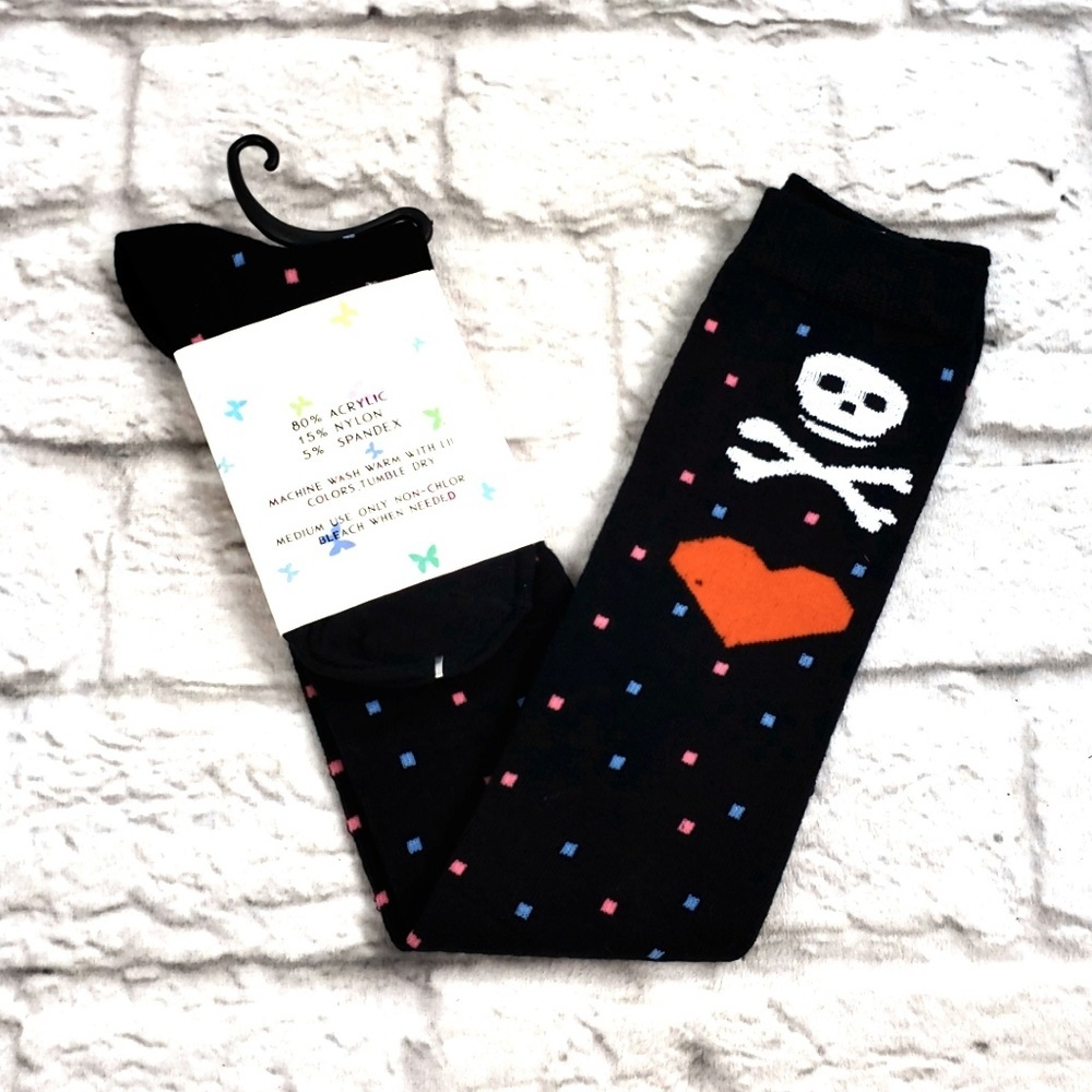 Unicfashion Socks thigh-hi black Skull